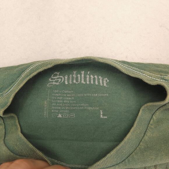 Sublime Band Short Sleeve Crew Neck Graphic T Shirt Mens Size Large L Green - Picture 3 of 9